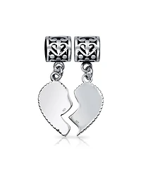Bling Jewelry Bff Sis Little Sis Heart Charm Bead Sterling Silver for European Bracelet