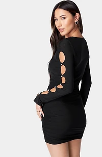 Bebe Women's Sparkle Button Mesh Dress