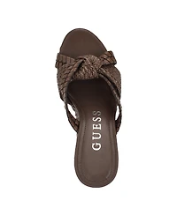 Guess Women's Eveh Knotted Jute Wrapped Platform Wedge Sandals