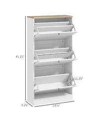 Homcom Modern Shoe Cabinet with 3 Flip Drawers for 18 Pairs,