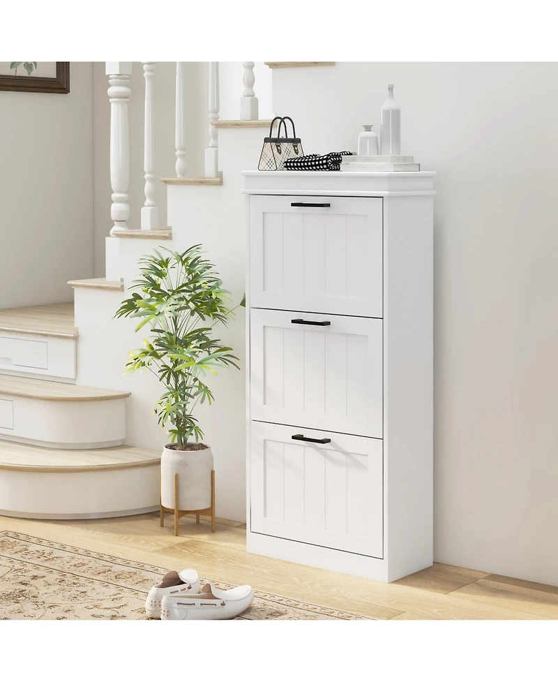 Homcom Shoe Cabinet with 3 Flip Drawers for 15 Pairs of Shoes