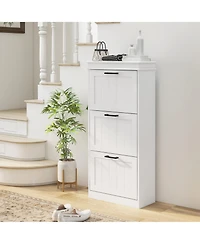 Homcom Shoe Cabinet with 3 Flip Drawers for 15 Pairs of Shoes