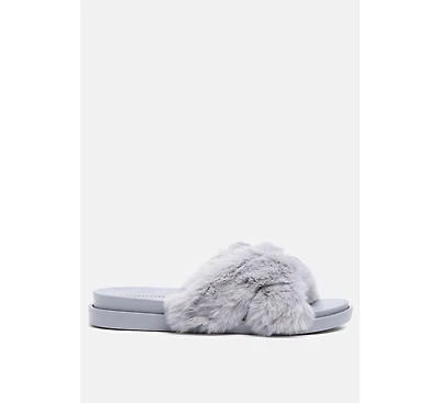 Womens homey fur slip-on flats