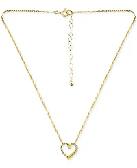 Giani Bernini Cubic Zirconia Open Heart Pendant Necklace in Gold over Silver, 16" + 2" extender, Created for Macy's