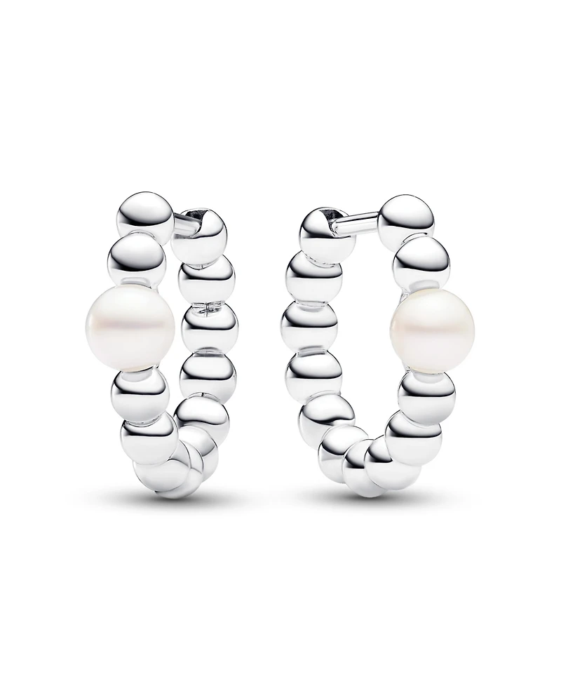 Pandora Treated Freshwater Cultured Pearl Beads Hoop Earrings