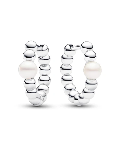 Pandora Treated Freshwater Cultured Pearl Beads Hoop Earrings