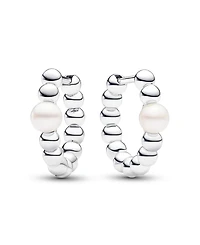 Pandora Treated Freshwater Cultured Pearl Beads Hoop Earrings