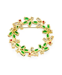 Bling Jewelry Colorful Marquise Cubic Zirconia Cz Green Red White Round Fashion Christmas Holiday Wreath Brooch Pin Gold Plated