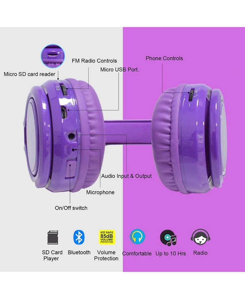 Contixo KB2600 Kids Bluetooth Wireless Headphones -Volume Safe Limit 85db -On-The-Ear Adjustable Headset
