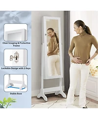 Sugift Lockable Mirrored Jewelry Cabinet Armoire Storage Organizer Box