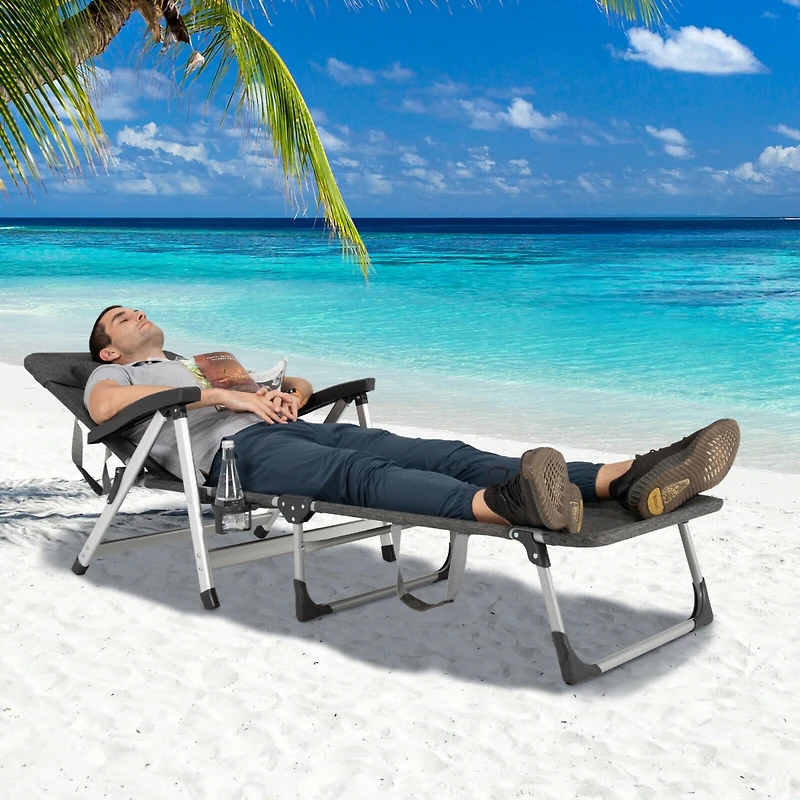 Inolait Beach Folding Chaise Lounge Recliner with 7 Adjustable Position