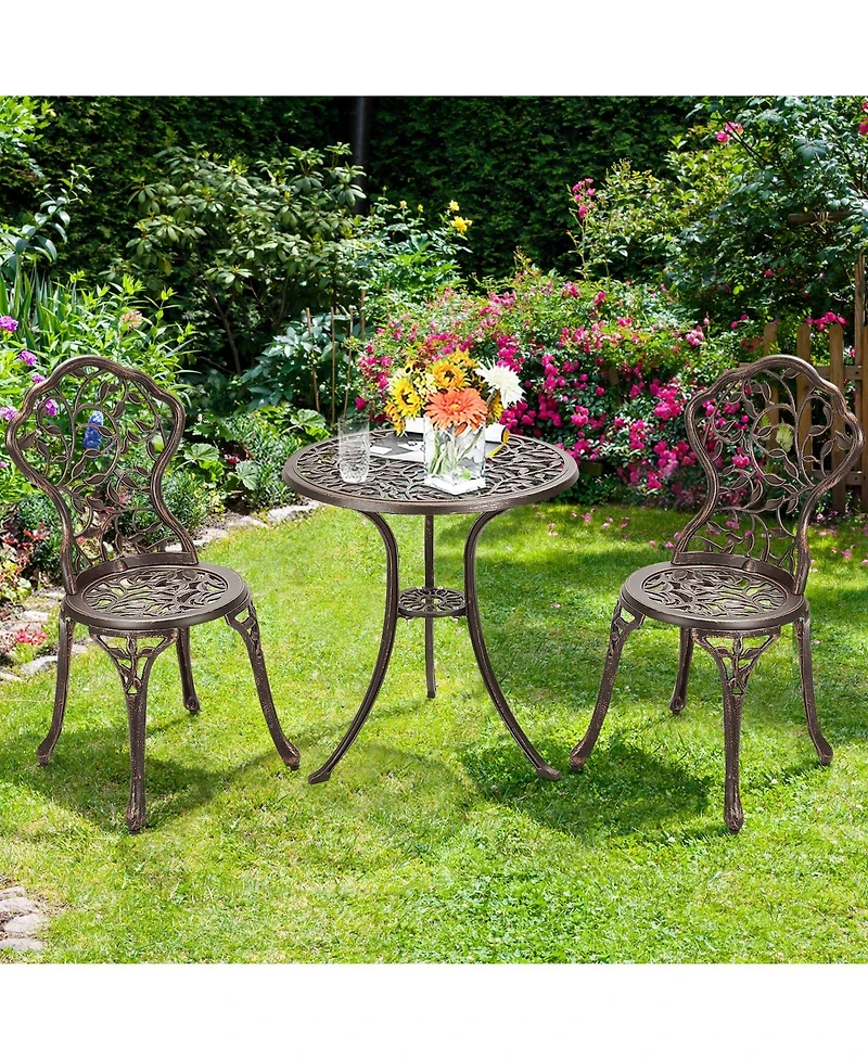 3 Pieces Cast Aluminum Bistro Set