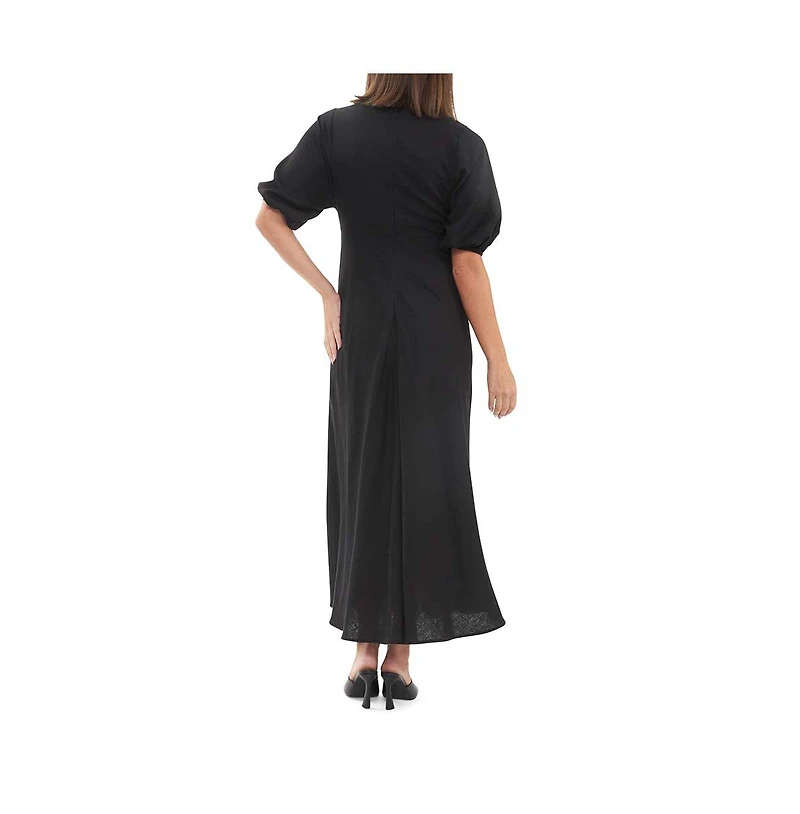 Ripe Maternity Camille Tie Front Linen Maxi Dress Black