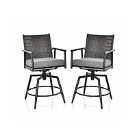 Sugift 360 Degree Swivel Bar Stool Set of 2 with Metal Frame and Pe Rattan Backrest