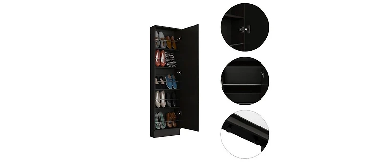 Streamdale Leto Shoe Cabinet with Mirror and Shelves