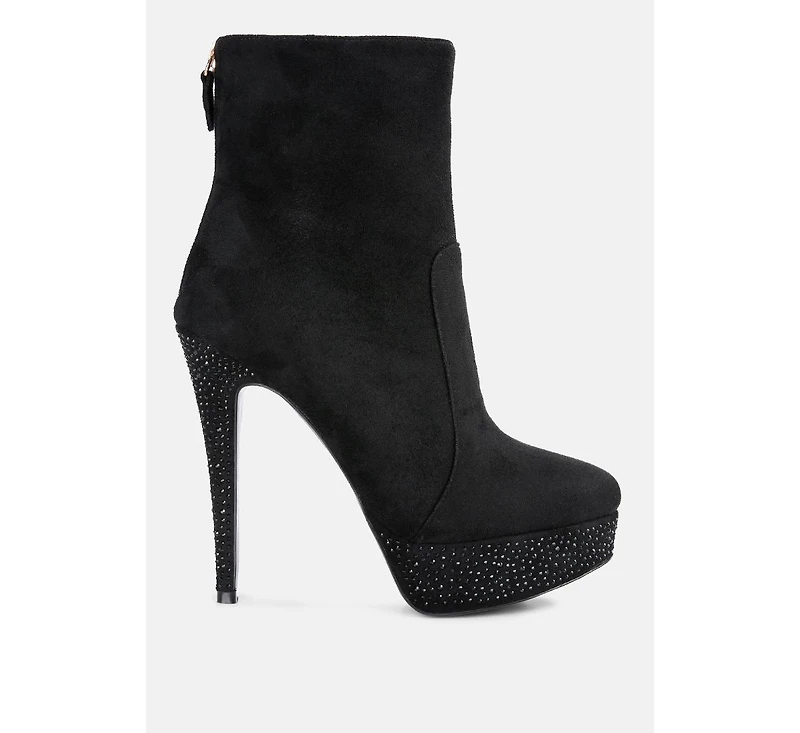Espiree Microfiber High Heeled Ankle Boots