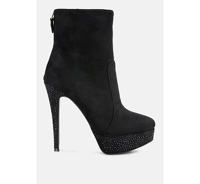 Espiree Microfiber High Heeled Ankle Boots
