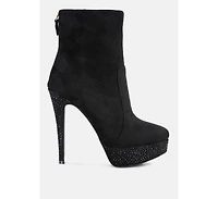 Espiree Microfiber High Heeled Ankle Boots