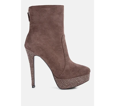 Espiree Microfiber High Heeled Ankle Boots