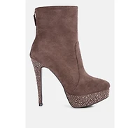 Espiree Microfiber High Heeled Ankle Boots