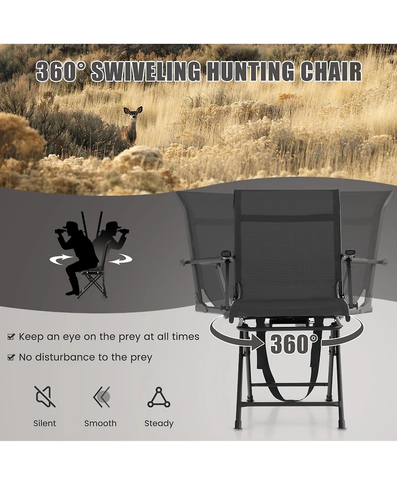 Sugift Foldable Swivel Patio Chair with Armrest and Mesh Back