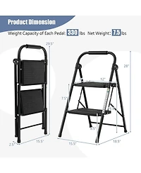 2-Step Ladder with Wide Anti-Slip Pedal