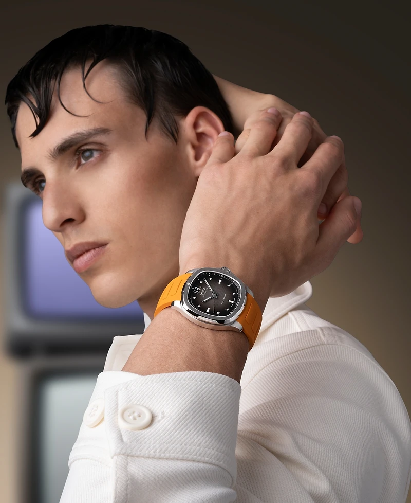 Mido Men's Swiss Automatic Multifort Orange Rubber Strap Watch 41mm