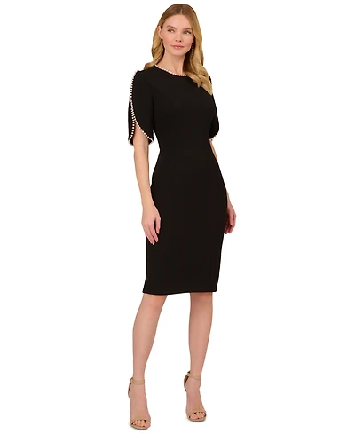 Adrianna Papell Women's Faux-Pearl-Trim Sheath Dress