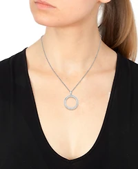 Effy Diamond Baguette Open Circle 18" Pendant Necklace (1-1/20 ct. t.w.) in 14k White Gold