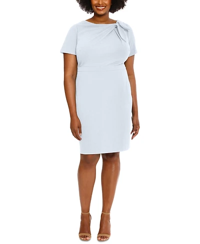 London Times Plus Bow-Neck Sheath Dress