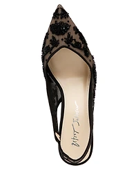 Betsey Johnson Women's Nikki Embroidered Slingback Evening Pumps