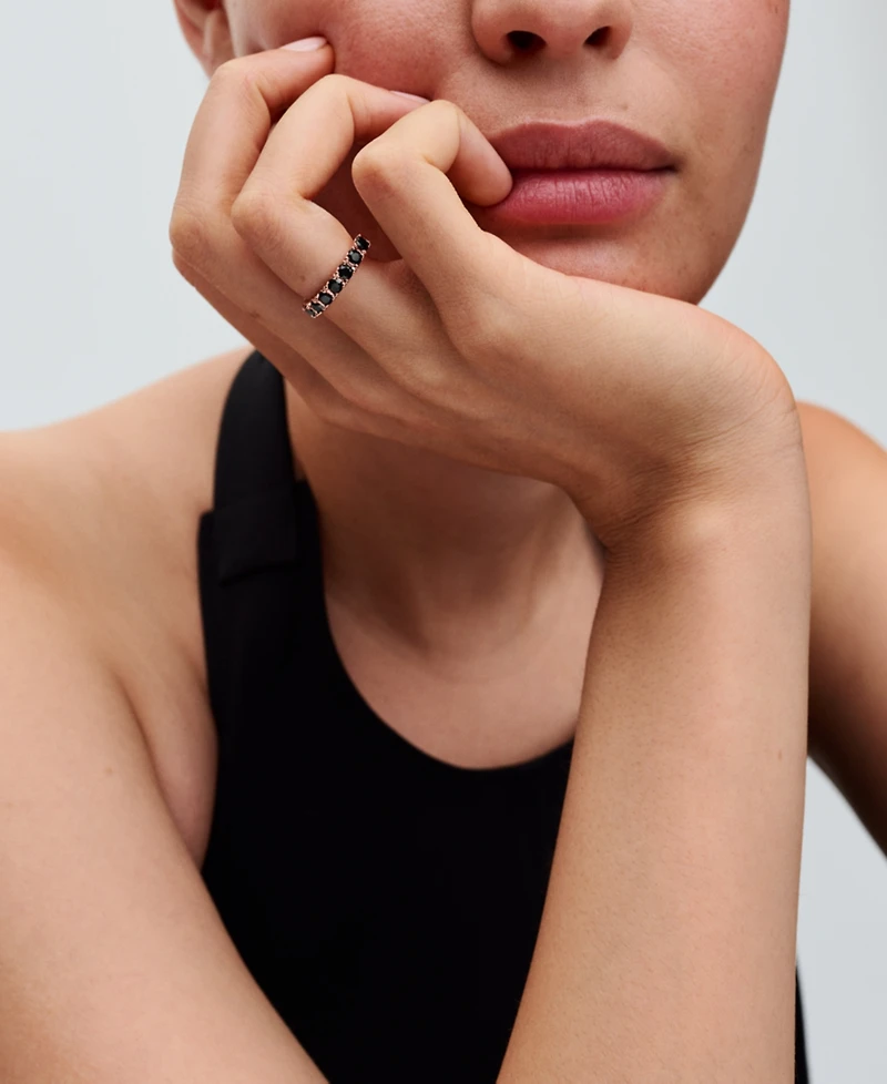 Pandora 14K Rose Gold-Plated Timeless Black Sparkling Row Eternity Ring