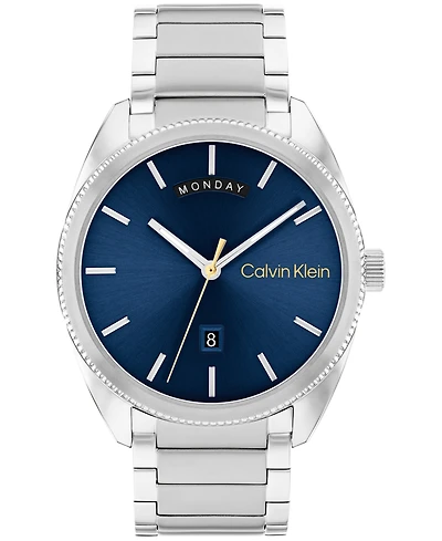 Calvin Klein Men's Progress Silver-Tone Stainless Steel Bracelet Watch 42mm