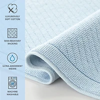 Host & Home Cotton Bath Rug, Stylish Textured Woven Design, Slip Resistant Backing, 5 Color Options, 2-Piece Set - 17x24 20x32