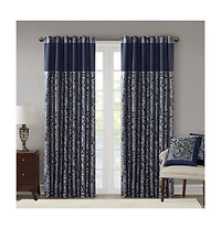 Madison Park Aubrey Jacquard Room Darkening Curtains, Faux Silk Paisley for Bedroom and Living Room, inch length 2 panels set