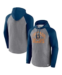 Men's Fanatics Heather Gray Distressed Chicago Bears Favorite Arch Raglan Pullover Hoodie