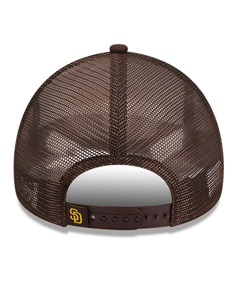 Men's New Era White, Brown San Diego Padres Stacked A-Frame Trucker 9FORTY Adjustable Hat