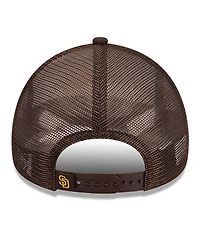 Men's New Era White, Brown San Diego Padres Stacked A-Frame Trucker 9FORTY Adjustable Hat