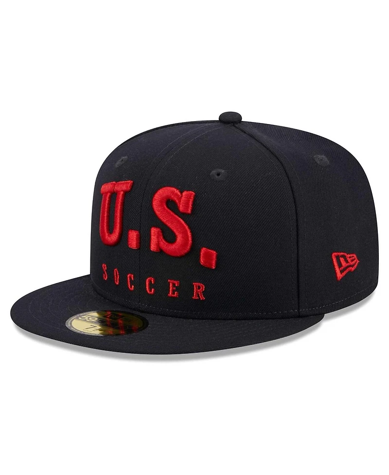 Men's New Era Navy Usmnt Text 59FIFTY Fitted Hat