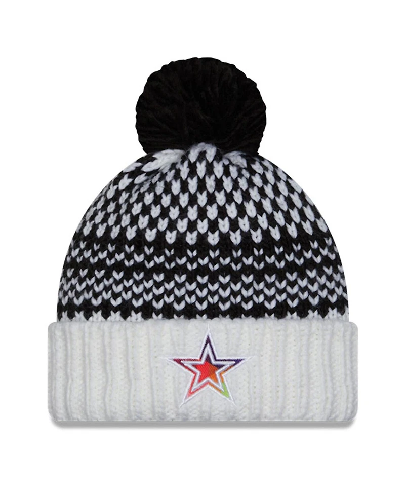 Women's New Era Black, White Dallas Cowboys 2023 Nfl Crucial Catch Cuffed Pom Knit Hat