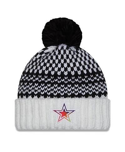 Women's New Era Black, White Dallas Cowboys 2023 Nfl Crucial Catch Cuffed Pom Knit Hat