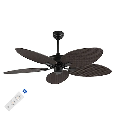 Jonathan Y Raffles Bohemian Industrial Iron/Plastic Palm Blade Ceiling Fan
