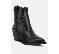 aries ankle length block heel cowboy boots