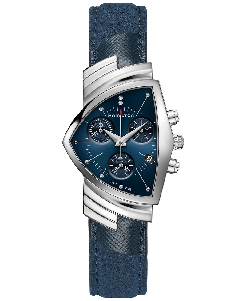 Hamilton Women's Swiss Chronograph Ventura Blue Textile Strap Watch 32x50mm