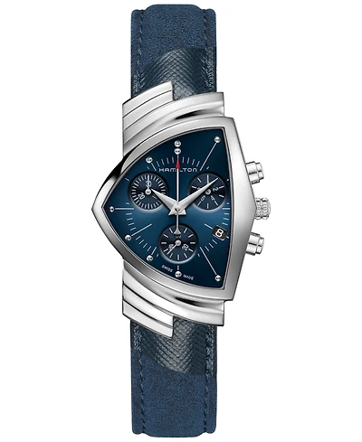 Hamilton Women's Swiss Chronograph Ventura Blue Textile Strap Watch 32x50mm