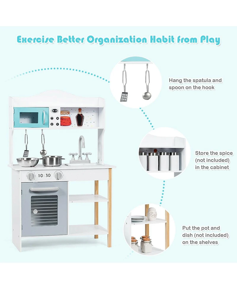 Kids Kitchen Cookware Pretend Cooking Food Play Set