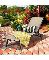 6-Position Adjustable Fabric Outdoor Patio Recliner Chair
