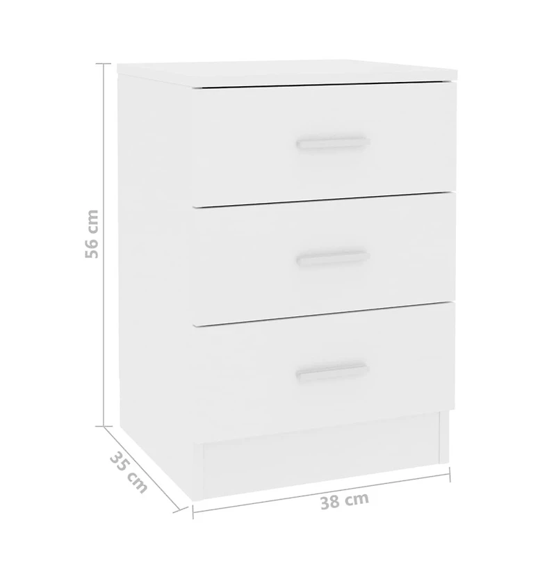 Bedside Cabinet White 15" x 13.8" x 22" Engineered Wood