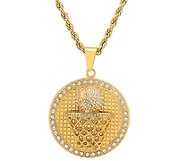 Steeltime Men's 18k Gold-Plated Stainless Steel Simulated Diamond Basketball 24" Pendant Necklace