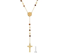 Steeltime Men's Gold-Tone Lords Tiger's Eye Prayer Rosary Lariat 30" Necklace